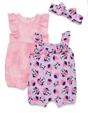 Disney Baby Minnie Mouse Girls Romper Set 3-Piece, Sizes 0-3M