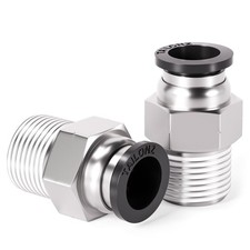 Male Straight Push Connect Fittings 8mm Tube OD x 1/4 Inch NPT Thread PC8-N2