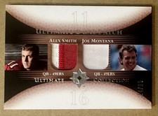 Joe Montana (GW) Alex Smith (EW) 2005 UD ULTIMATE Collection Dual Patch # 24/25￼