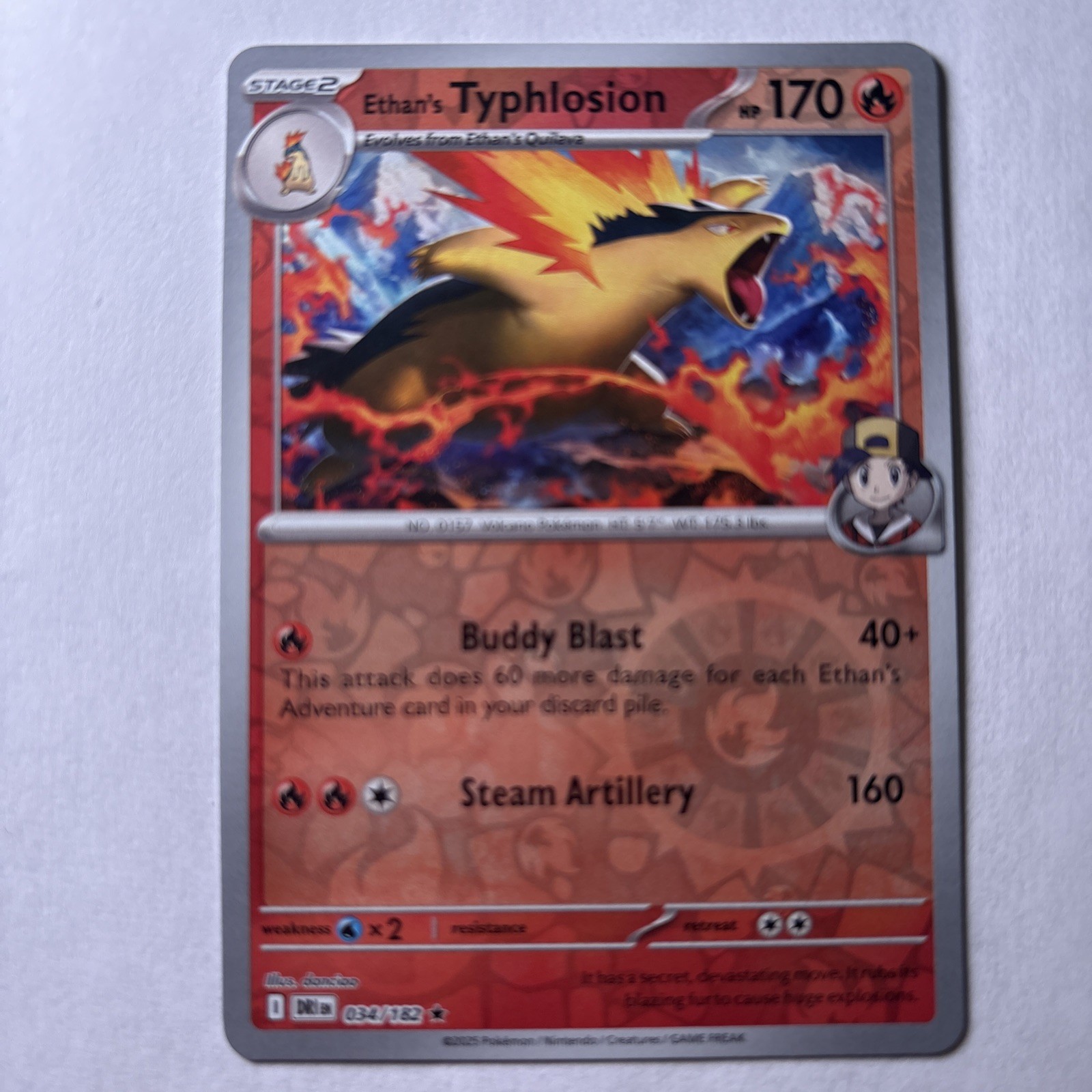 Pokemon TCG Destined Rivals Ethan's Typhlosion Holo Rare Card 34/182