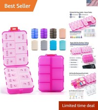 Portable BPA-Free Weekly Pill Organizer with Customizable Etched Labels - AM PM