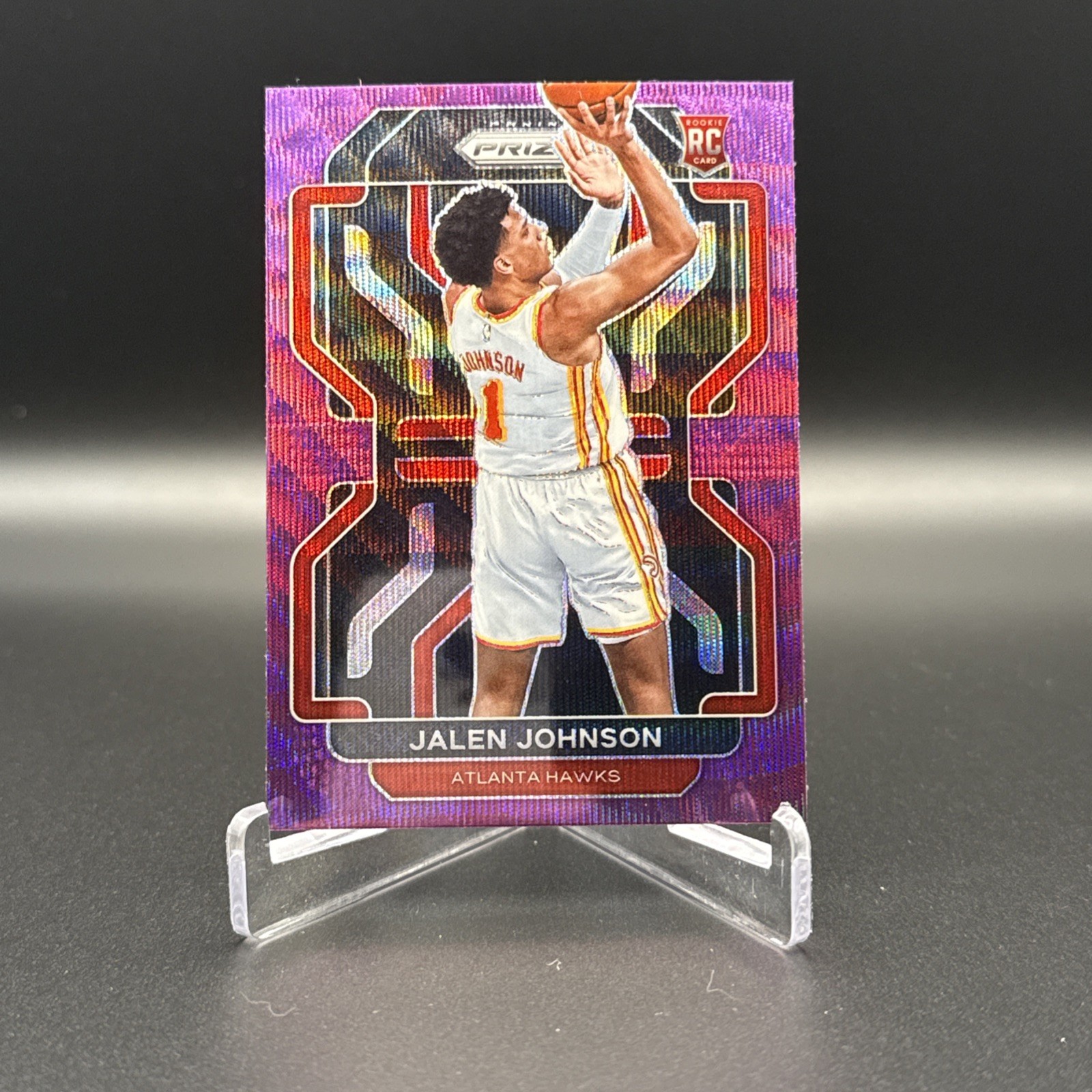 2021-22 Prizm Jalen Johnson Purple Wave Prizm Rookie 305 RC Atlanta Hawks Duke