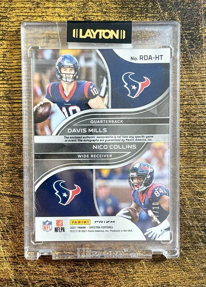 2021 Spectra Nico Collins Davis Mills Dual Auto Neon Black Rookie Patch #/10 - Image 2 of 2