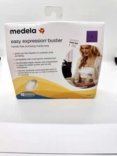 Medela Easy Expression Bustier Hands Free Pumping Bra Size L White Backup Spare