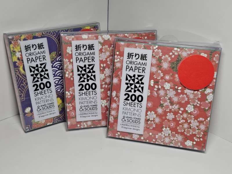 NEW, Origami Paper 600 sheets, Kimono Patterns & Jewel-Toned Solids, Instruction