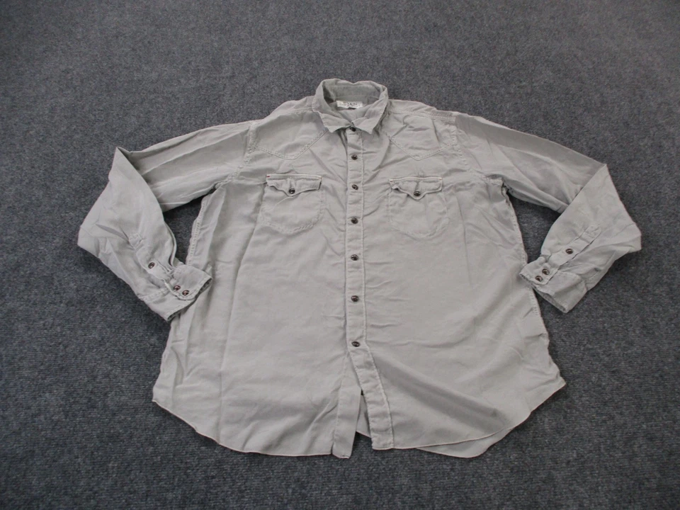 Camisa Ryan Michael Hombres XL Gris Seda Perla Occidental Logo Estrella a Presión Rodeo Vaquero Foto 2 de 4