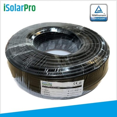 100m ISOLARPRO Solarkabel 6 mm² Photovoltaik Kabel für Solaranlagen schwarz