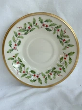 Lenox Holiday Dimension Holly & Berry w/ Gold Trim  Saucer   for Footed Cup  USA