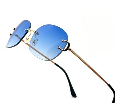 Smoke Clear Brown Lens Sunglasses Fashion Gold Metal Frame Sophisticated Shades