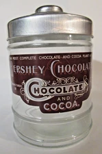 Hershey Chocolate & Cocoa Glass Jar w/ Metal Lid