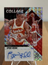 2024-25 Mosaic Spud Webb CAM-WEB Collage Mosaic Prizm Auto Hawks HOF Dunk