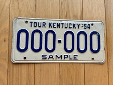 1954 Kentucky Sample License Plate