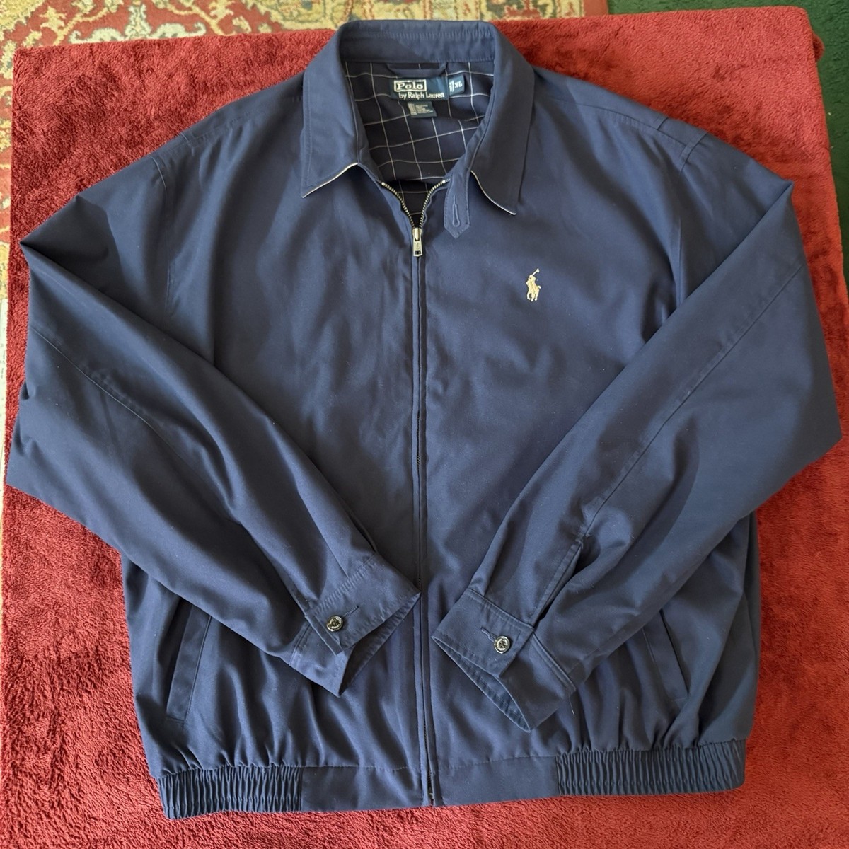 Vintage Polo Ralph Lauren Bomber Jacket Plaid Lined Navy Vintage Polo Ralph Lauren Bomber Jacket Plaid Lined Navy