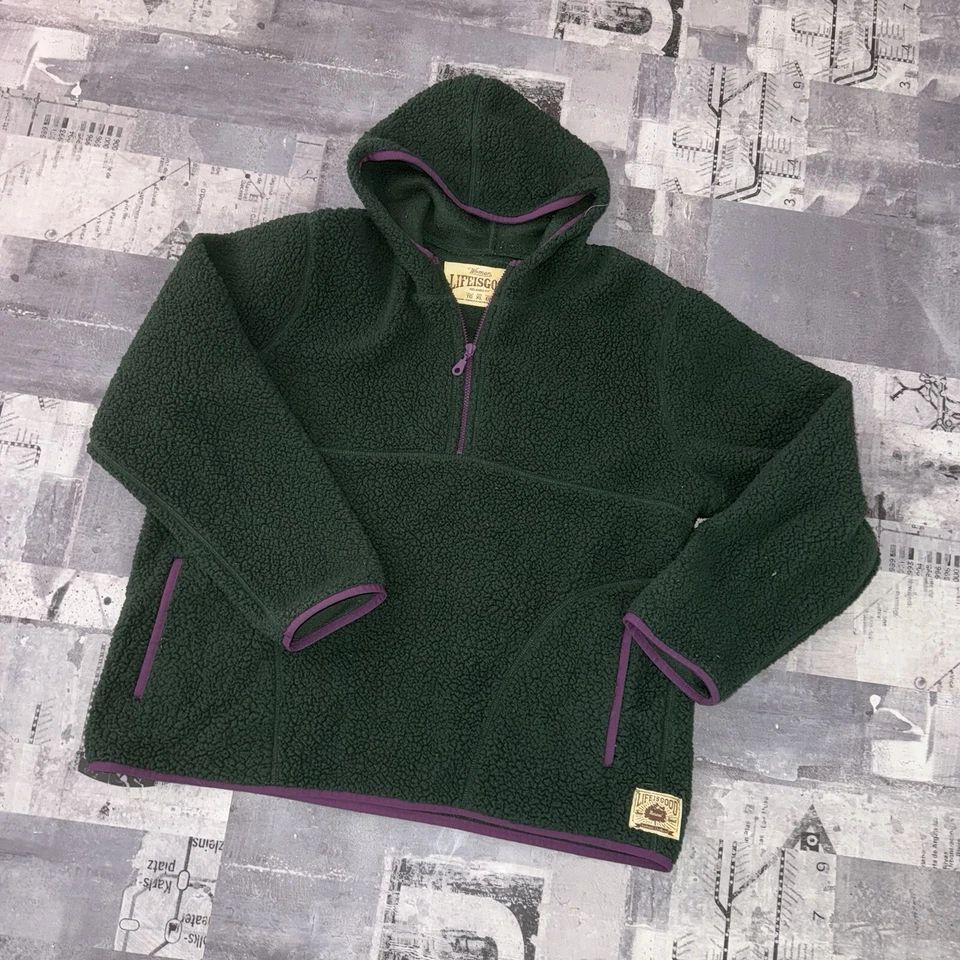 Life is Good Green Hooded Half Zip Sherpa Pockets XL Women - Image 2 of 4