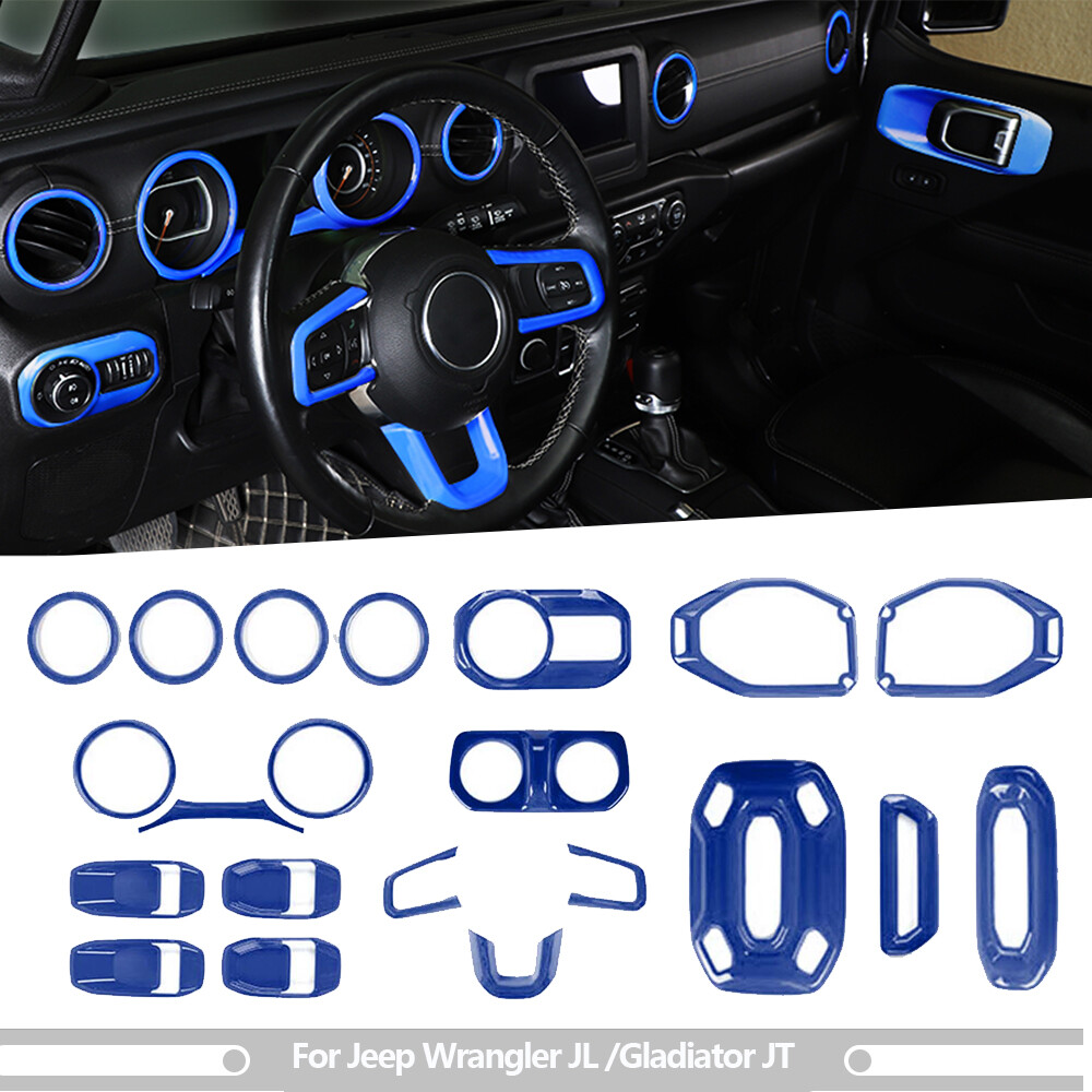 21x Blue Full Decoration Trim Accessories Kit Parts For Jeep