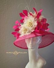 Kentucky Derby Hat Royal Ascot Hat Off White Cream Roses Hot Pink Fuchsia Easter