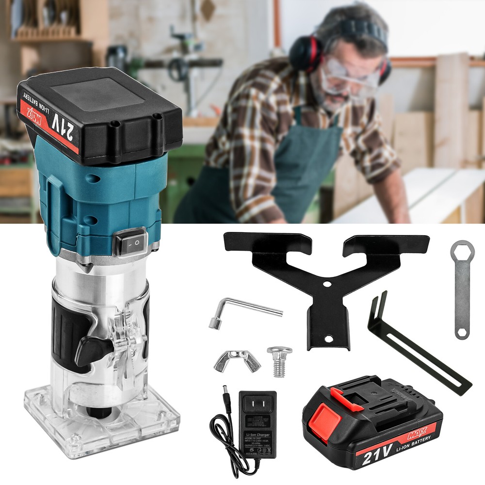 Wood Router Tool Set Compact Trim Router 21V Wood Trimmer w/ 6 Variable Speed US
