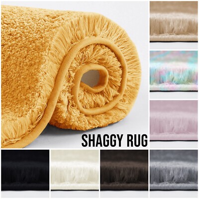 Fluffy Rugs Anti Slip Shaggy Rug Large Soft Living Room Bedroom Carpet ...