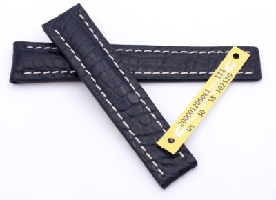 20mm/18 LOUISIANA ALLIGATOR DARK BLUE German Band für Breitling Faltschließe 