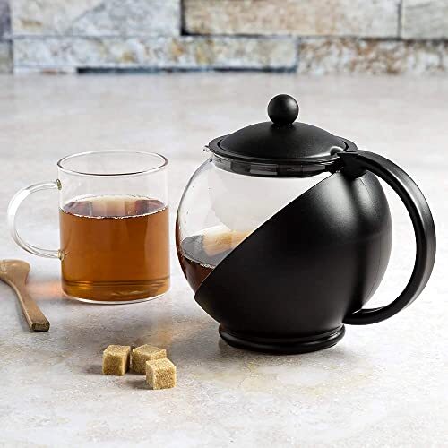 Primula Half Moon Teapot with Removable Infuser, Glass Tea Maker, Stainless Stee