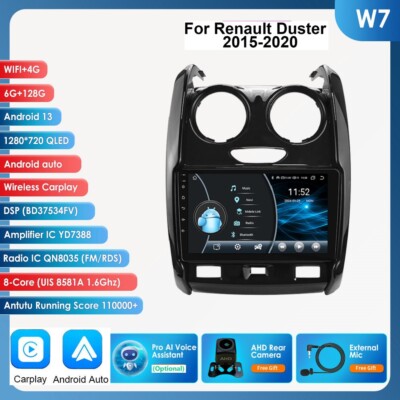 For Renault Duster 2015-2020 Carplay 9''Android 14 Car Radio GPS DSP WIFI 6+128GB