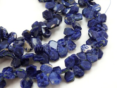 Sodalite Faceted Fancy Shape Slice Briolette 7Inch 8-10MM Approx
