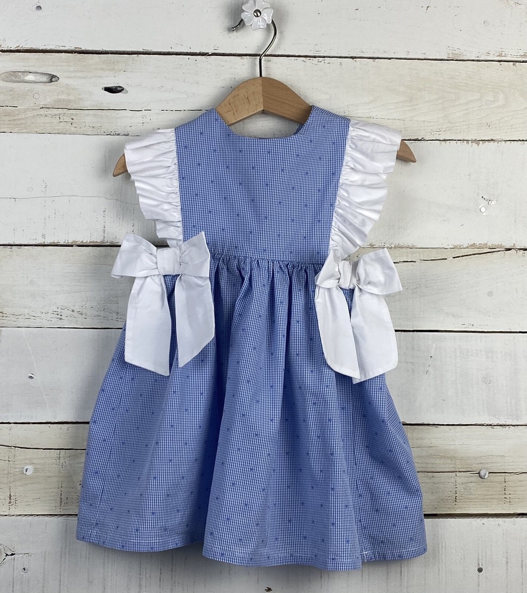 blue gingham pinafore dress Kate Barton Women's Winter Classic Pinafore | Moss | Navy | Blue Gingham |  Brown Heather Tartan | Brushed Cotton main image 0