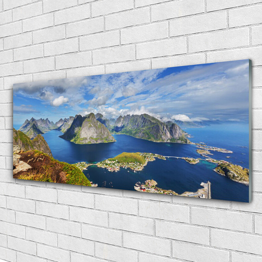 Tableau mural sur Plexiglas 125x50 cm avec paysage de rocher et baie marine