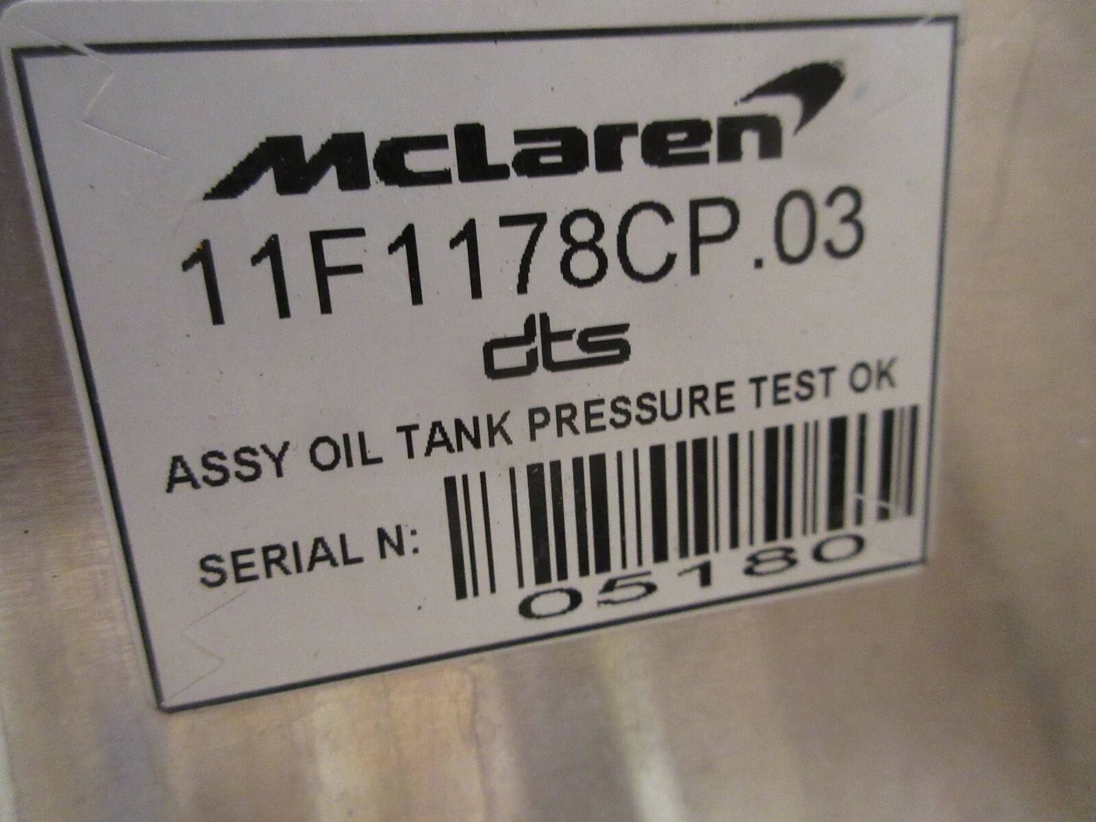 McLaren 570S - Oil Tank / Reservoir - PN 11F1178CP