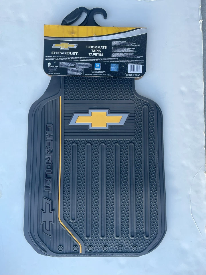 Alfombrillas de goma delanteras Chevy Bowtie Silverado Blazer Tahoe S10 2 piezas con licencia Foto 2 de 4