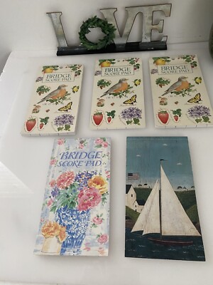 Creative Paper C R Gibson Lot of 5 Vintage Bridge Tallies Score Card Pads Vintag