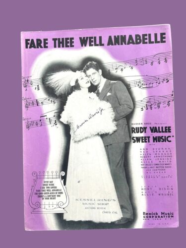 Fare Thee Well Annabelle Rudy Vallee Sweet Music Vintage Sheet Music Voice