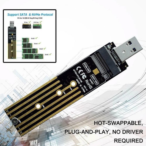 NVMe to USB Adapter, M.2 SSD to USB 3.1 Type A Card, Based Key M.2 Hard O3A1 A4h - Afbeelding 7 van 10