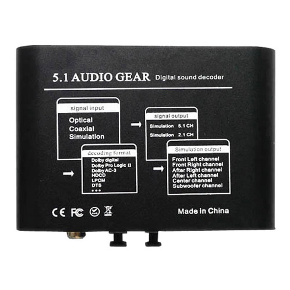 C10C Audio-Decoder Digital AC-3 Dolby Pro Logic/DTS/PCM Sound Decoder DC/5V 1A - Bild 4 von 4