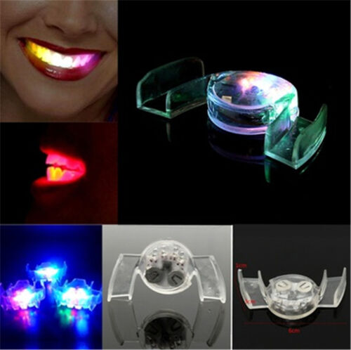 LED Light up Flashing Mouth Piece Glow Teeth Toys Halloween Party Rave Event AY - Afbeelding 1 van 11