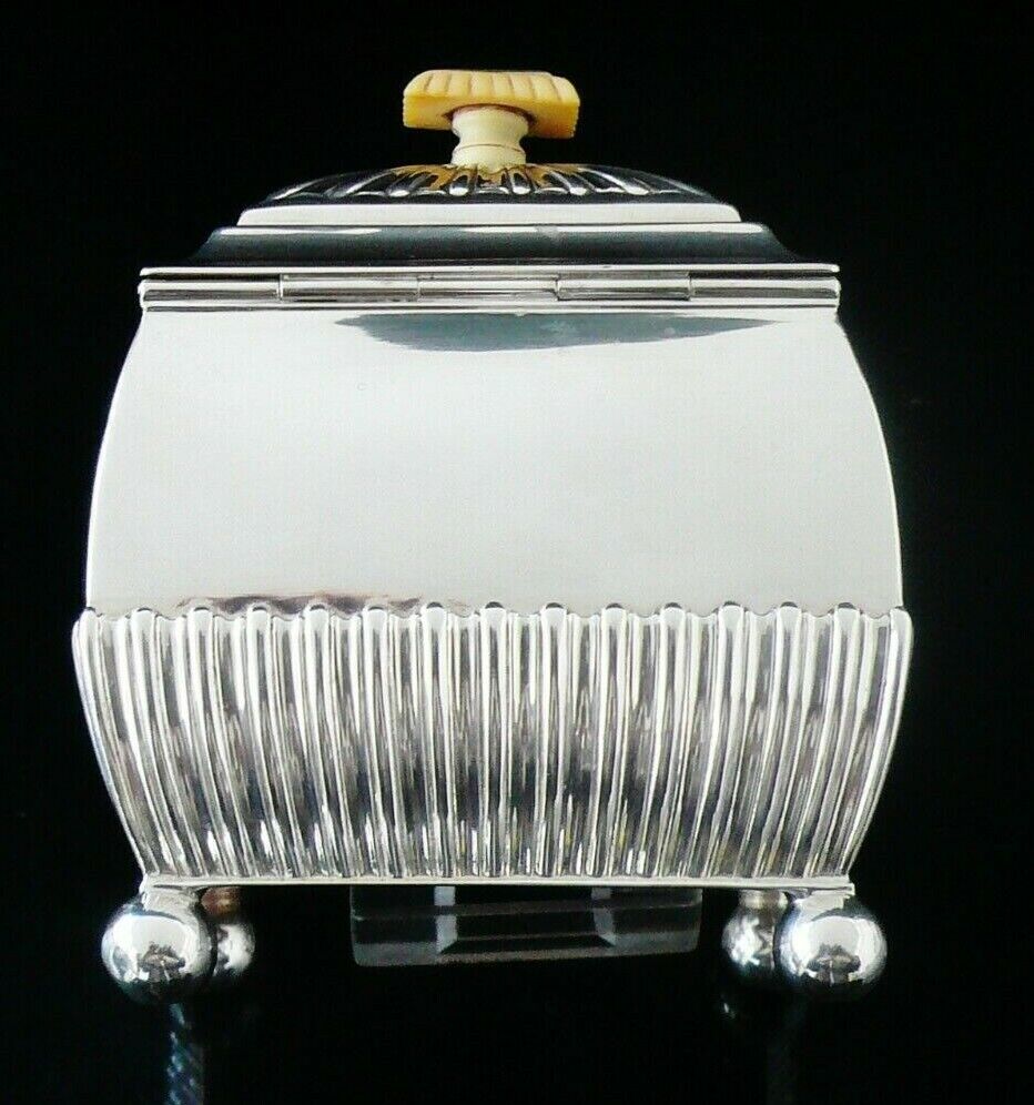 Antique Sterling Silver Semi Fluted Tea Caddy, Edgar Finley & Hugh Taylor 1890