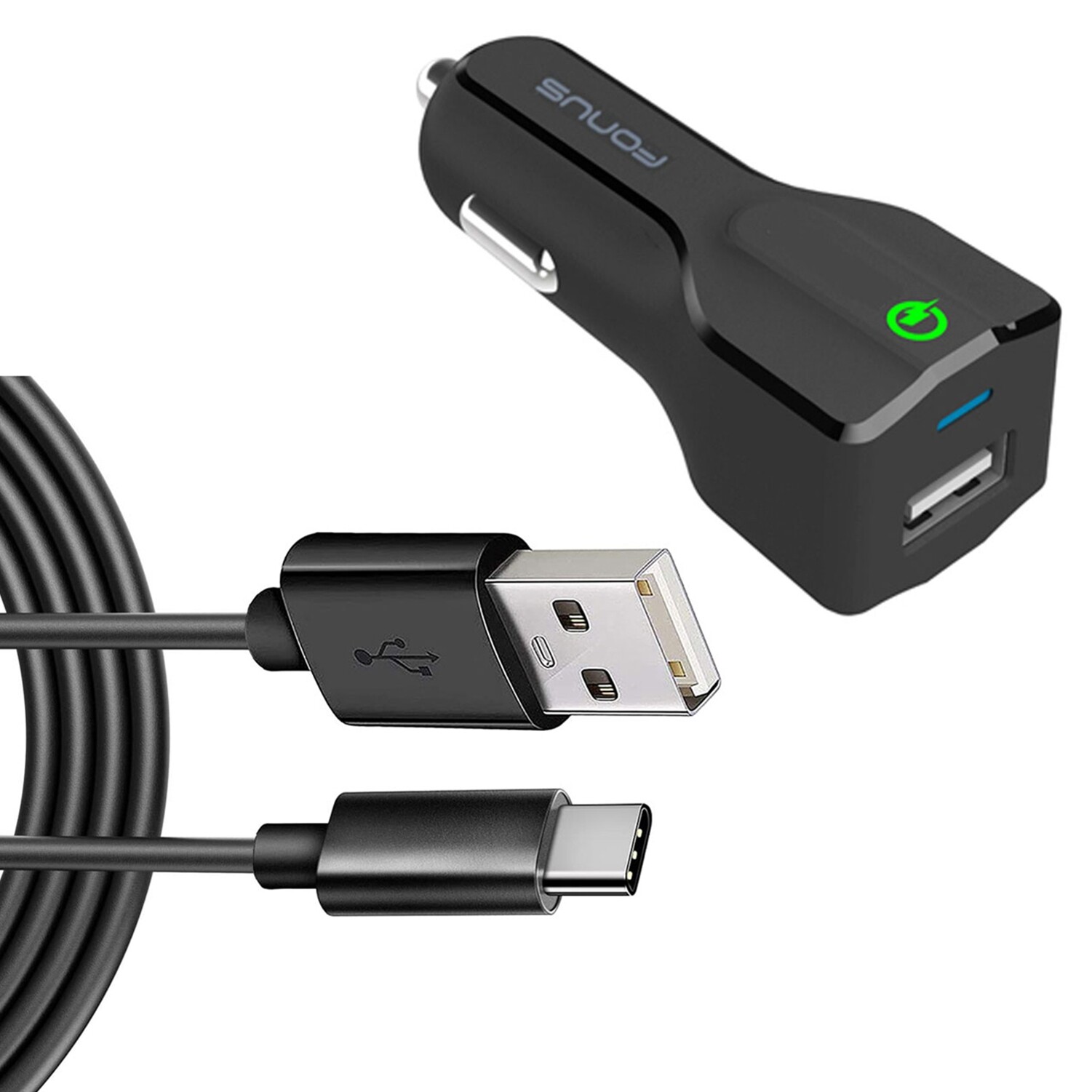 24W Fast Car Charger for Samsung Galaxy Z Fold/Flip 5/4/3 with 2-Port USB and 6ft Cable
