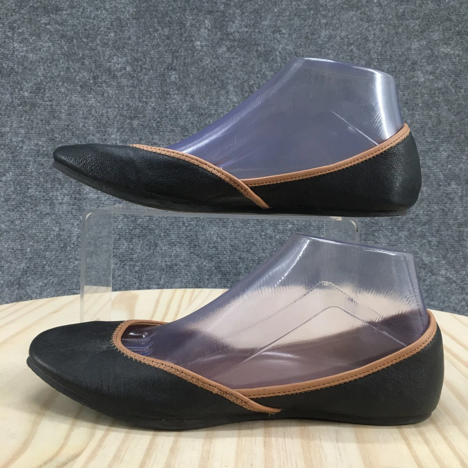 Sapatos femininos Steve Madden 7 Azeka casual chinelo sapatilhas de balé couro preto - Imagem 2 de 4