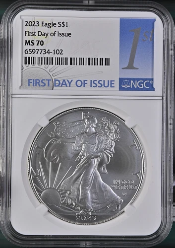 :2023 AMERICAN EAGLE 1OZ NGC FIRST DAY OF ISSUE PERFECT MS70 TOP POP HIGH-GRADES