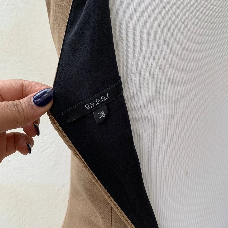 GUCCI A Line Dress Size XS Beige Sleeveless Wool Cashmere Made In Italy #R - Image 2 of 4