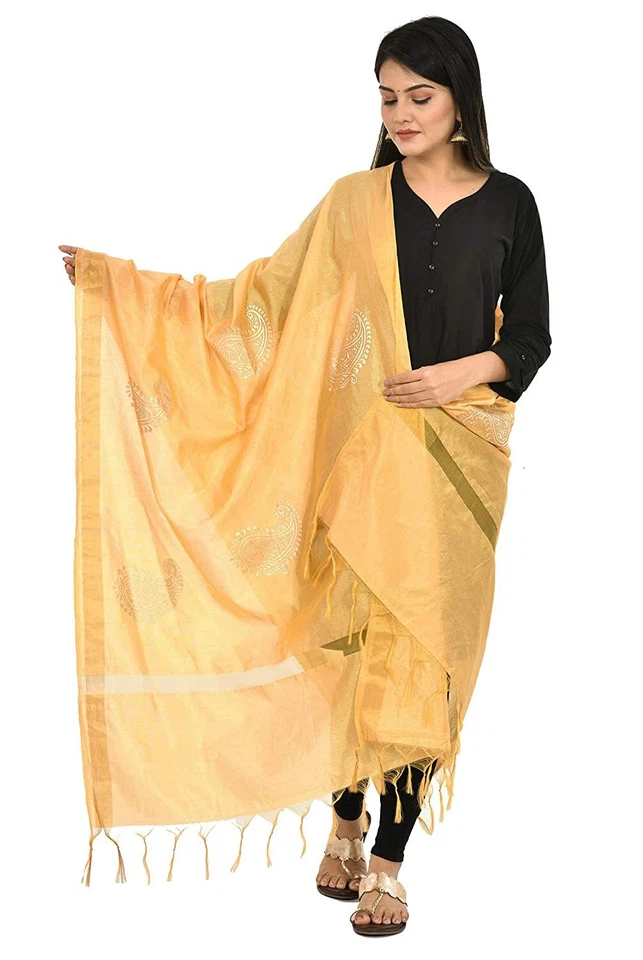 Women & Girl Silk Blend Beautiful  Dupatta  Ethnic Dress Chunni Shawl Gold - Изображение 3 из 4