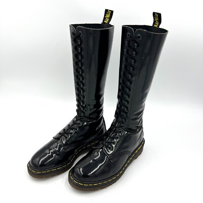 Martens 'Made in England' 20-eyelet patent leather boots, UK5