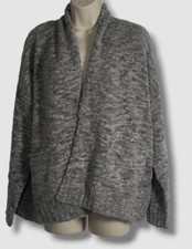  348 Eileen Fisher Women's Gray Open Front Wool Knit Cardigan Sweater Size XS