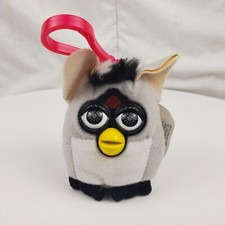 Furby Racoon Clip McDonald's Happy Meal Soft Toy Grey Black 2000 3"