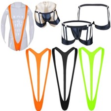 Men's Fishnet Jockstrap Leotard Underwear Jumpsuits Wrestling Singlet Bodysuit