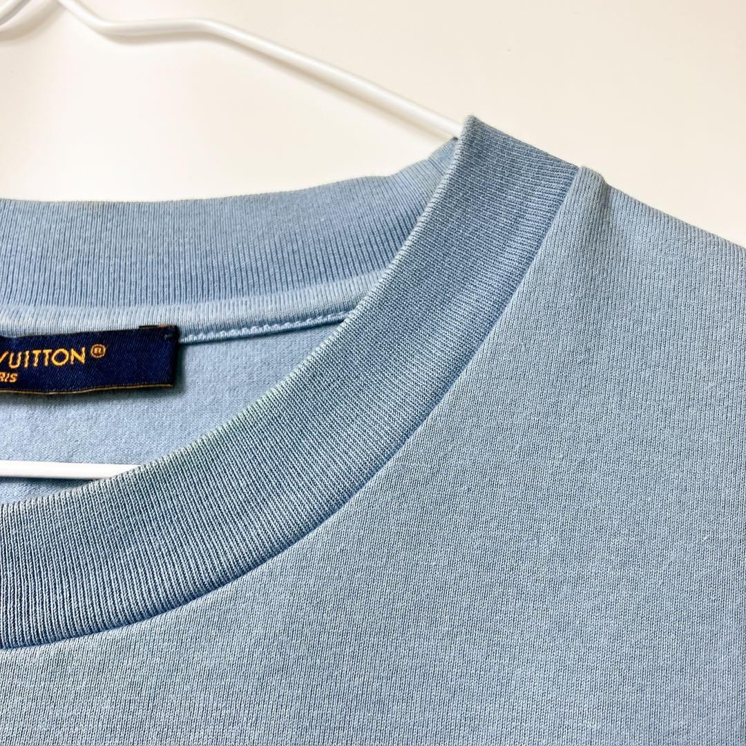 USED N215�_ LOUIS VUITTON EMBOSSED LOGO T-SHIRT, LIGHT BLUE GOOD image 4