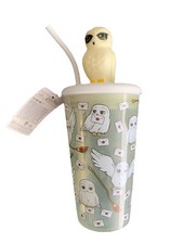 Harry Potter Hedwig Owl Travel Cup Kids Plastic Beaker With Straw NEW