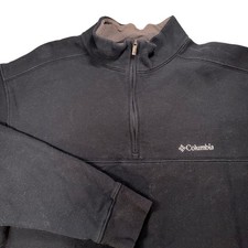 Columbia Mens Quarter Zip Pullover Sweatshirt Black Fleece Lined Large RN69724