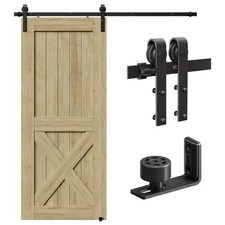 CCJH 6FT/72inch Sliding Barn Door Hardware Kit for Single Door Carbon Steel B...