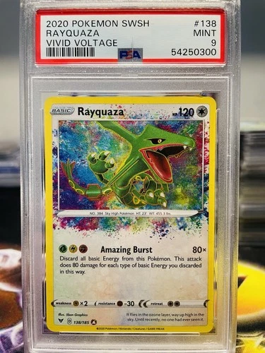 PSA 9 Rayquaza 138/185 Vivid Voltage Amazing Rare Holo Pokemon Card